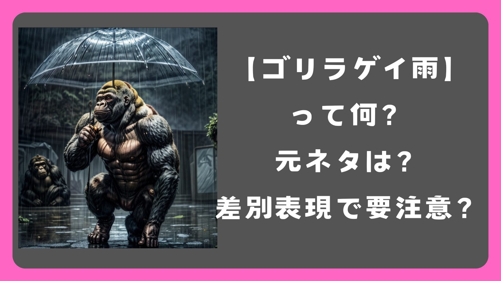 ゴリラゲイ雨って何？元ネタは？笑えるけど差別表現で要注意？